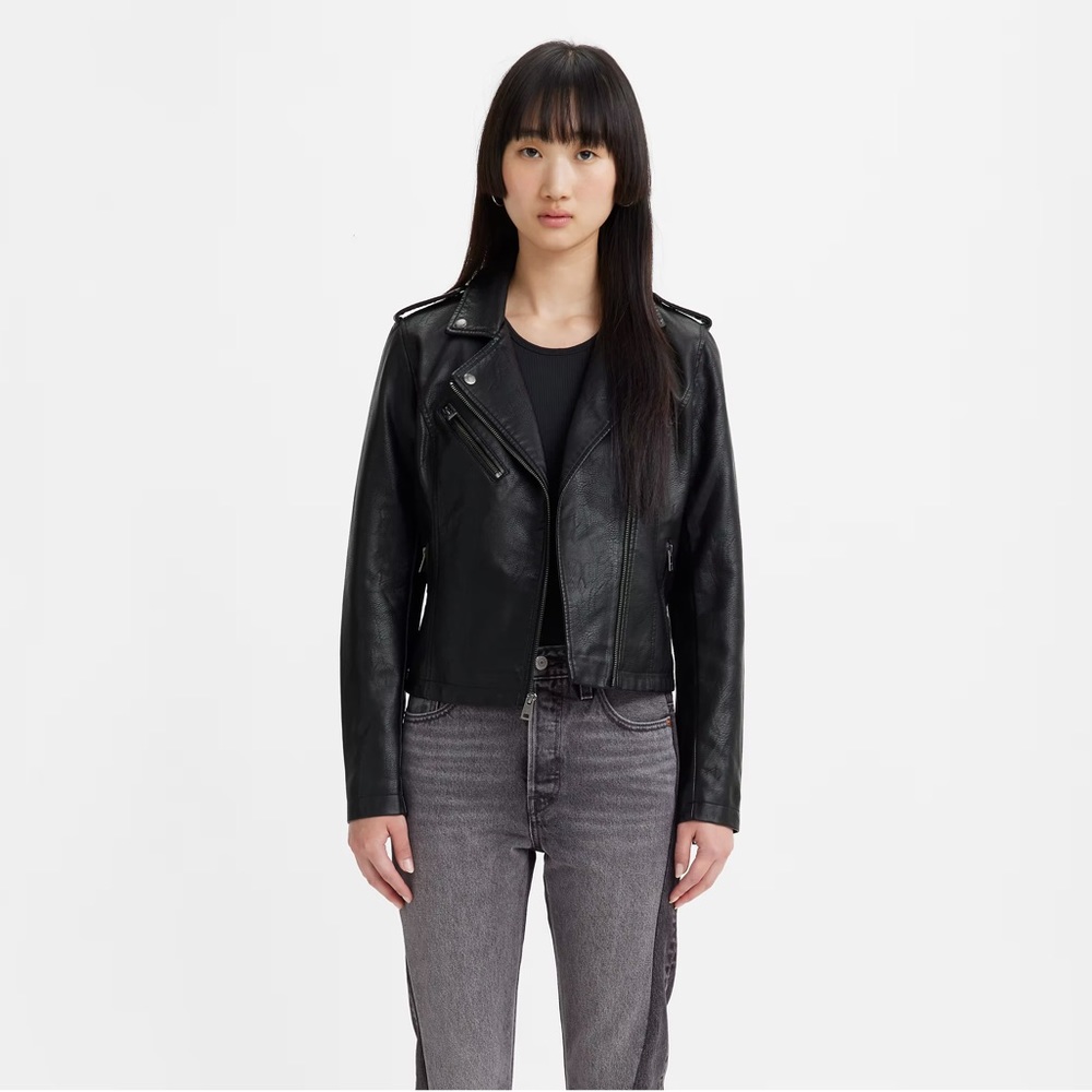 Levi’s FAUX LEATHER MOTO JACKET - NAVY